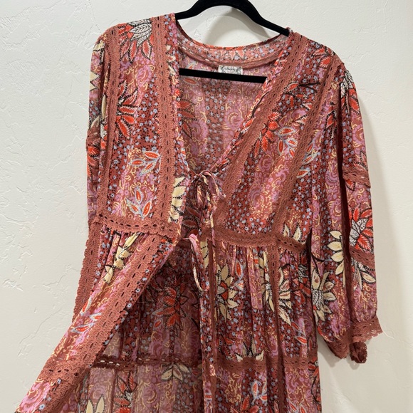 Free People Intimately FP Grasslands Kimono Robe Duster Sheer Rose Women's XS/S - Picture 9 of 15